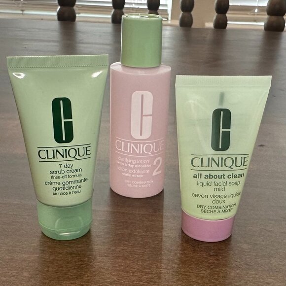Clinique Travel - 7 Day Scrub Cream, All About Clean Soap & Clarifying Lotion - Picture 1 of 2